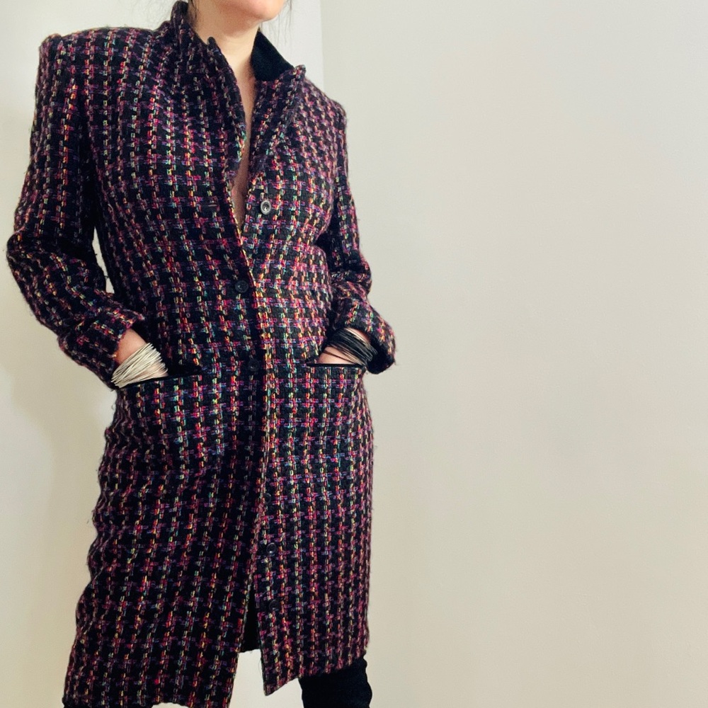 Oleg Cassini Tweed Mid Length Jacket